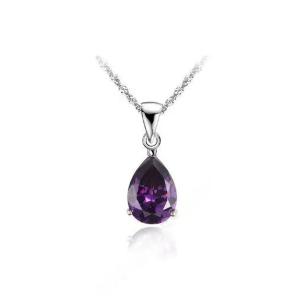 Tear Drop Necklace Pendant Earrings 925 Sterling Silver Heart Set Bundle - Picture 3 of 3